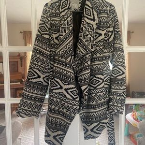 Geometric print pea coat